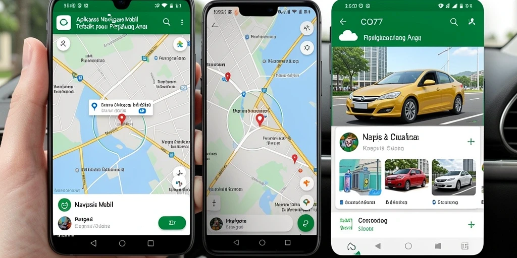 Tampilan antarmuka aplikasi COO77 untuk navigasi mobil yang intuitif.