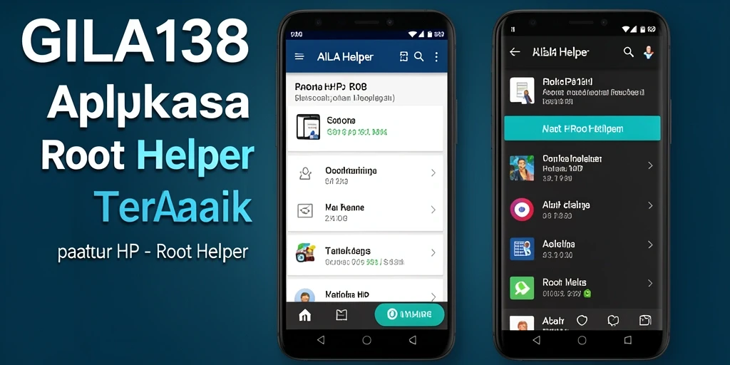 Screenshot GILA138 menampilkan antarmuka pengguna aplikasi Root Helper.