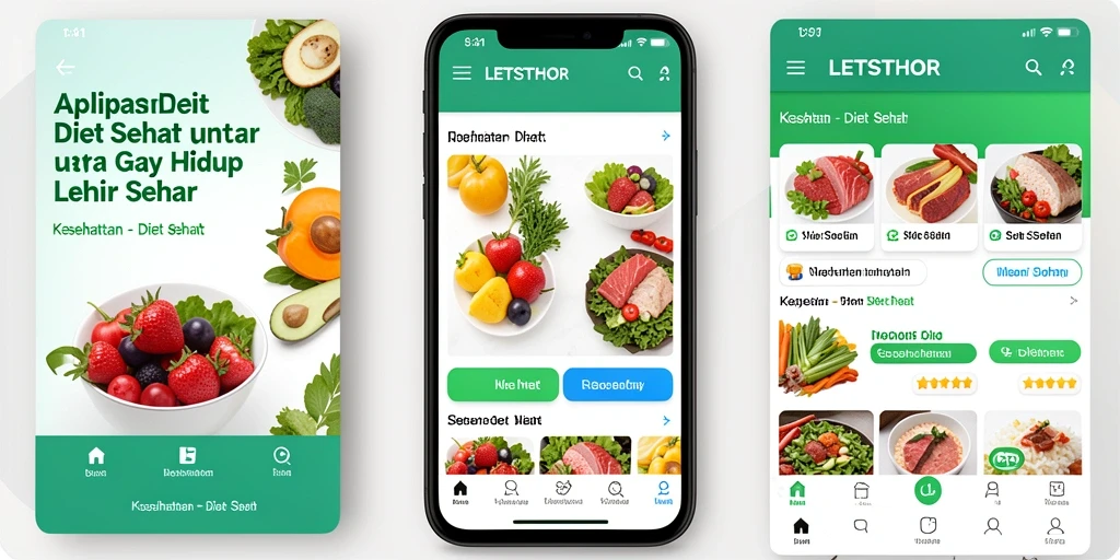 Antarmuka utama LETSTHOR yang menampilkan fitur diet sehat