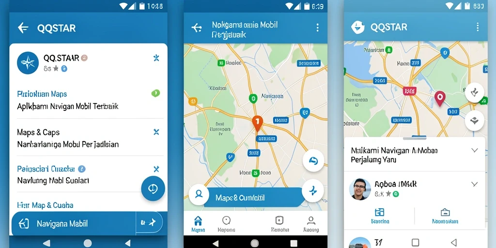 Tampilan antarmuka utama QQSTAR untuk Navigasi Mobil yang intuitif.
