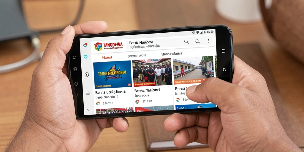 Antarmuka TANGANDEWA dengan berita nasional terkini yang mudah diakses.