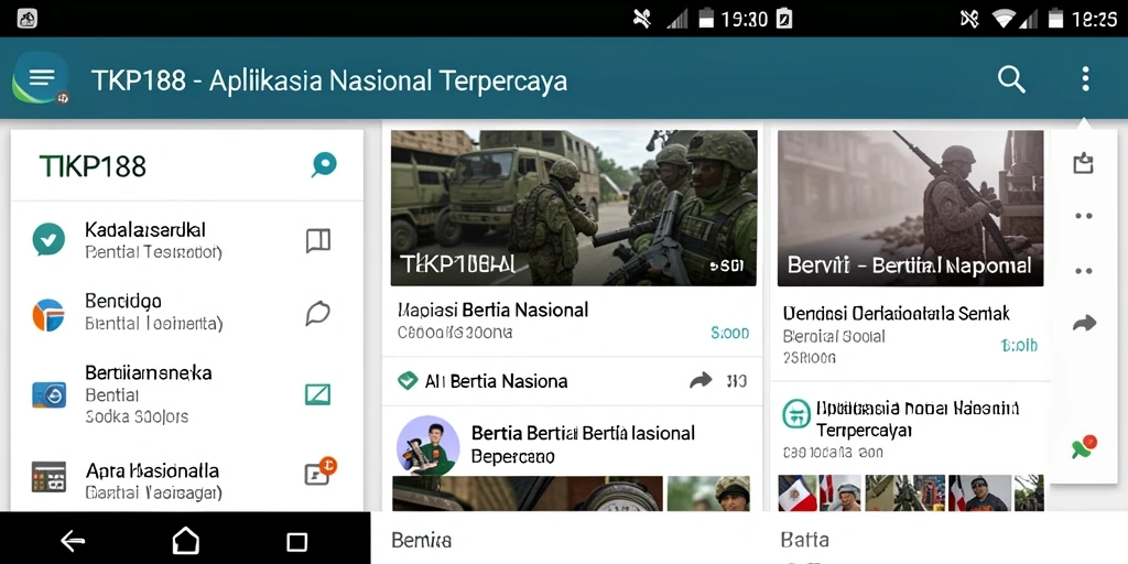 Antarmuka aplikasi TKP188 menampilkan berita nasional terbaru.