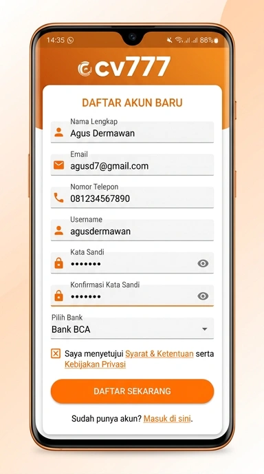 Cara Mudah Registrasi Akun cv777 untuk Pengguna Android