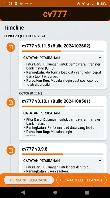 Riwayat Versi cv777 untuk Pengguna Android